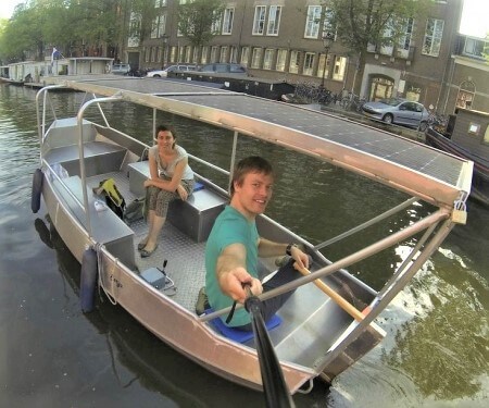 Covered canal boat hire Amsterdam