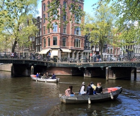 Electric boat on the Amsterdam canal.
